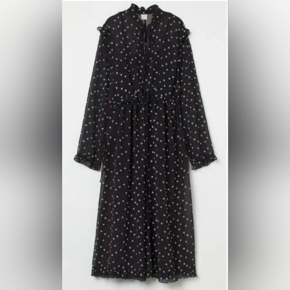 NWT H&M EMBROIDERED DRESS BLACK / DOTTED - Picture 14 of 15
